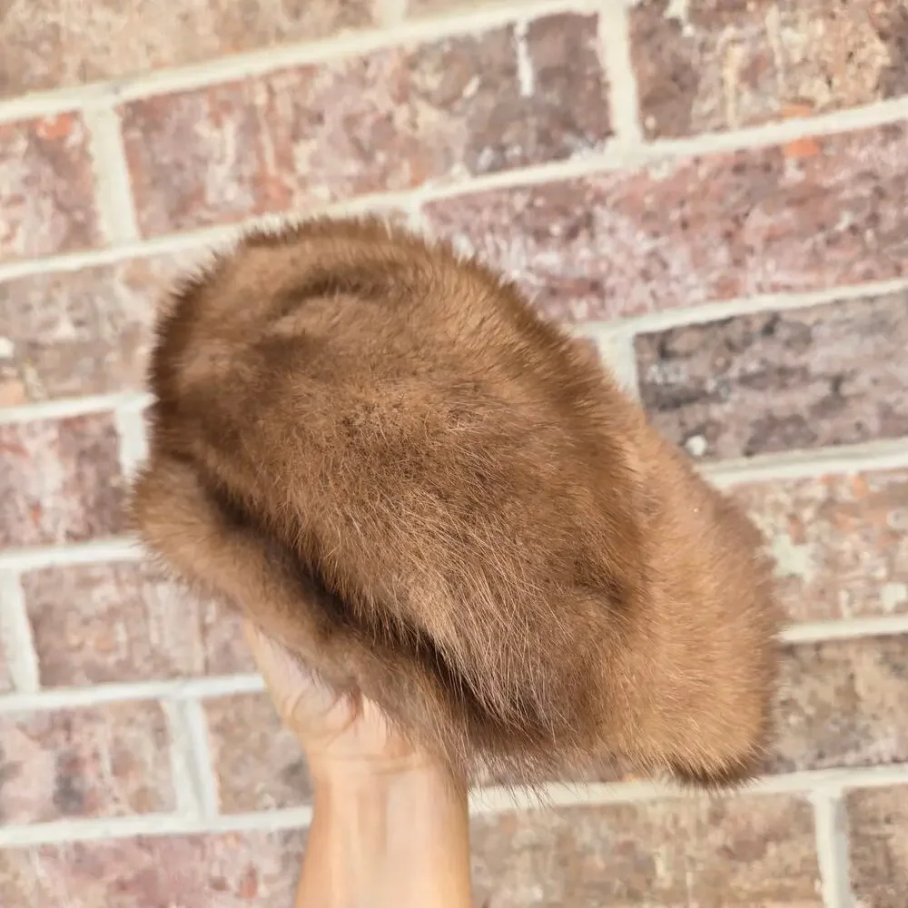 Vintage Nikki brown mink fur beret